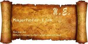 Mayerhofer Elek névjegykártya